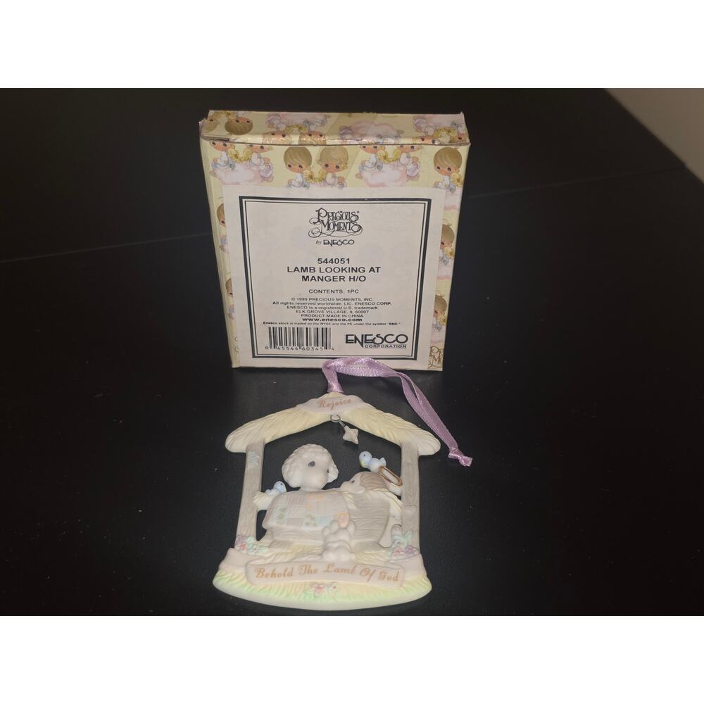 Precious Moments‎ Lamb Looking At Manger Ornament 544051 Nativity Enesco